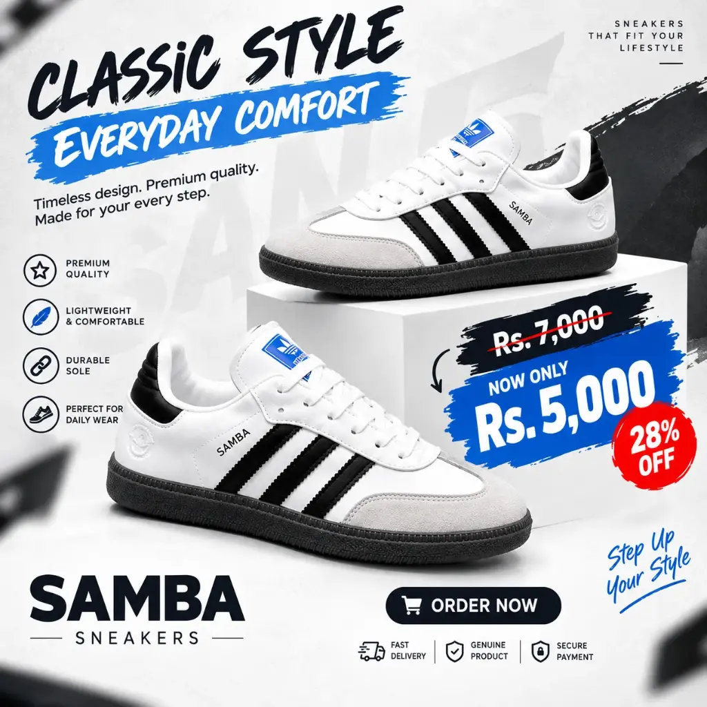 Classic White & Black Samba Sneakers
