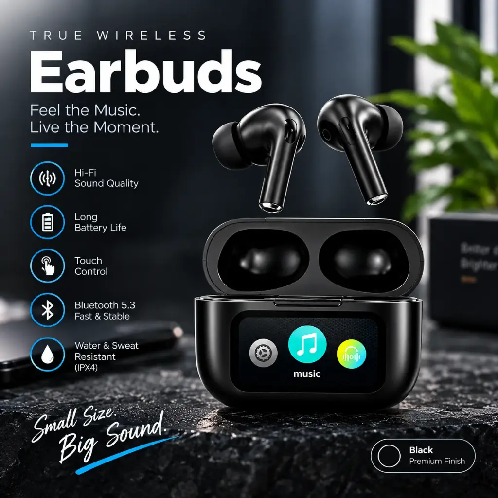 A9 Pro Wireless Earbuds with Display
