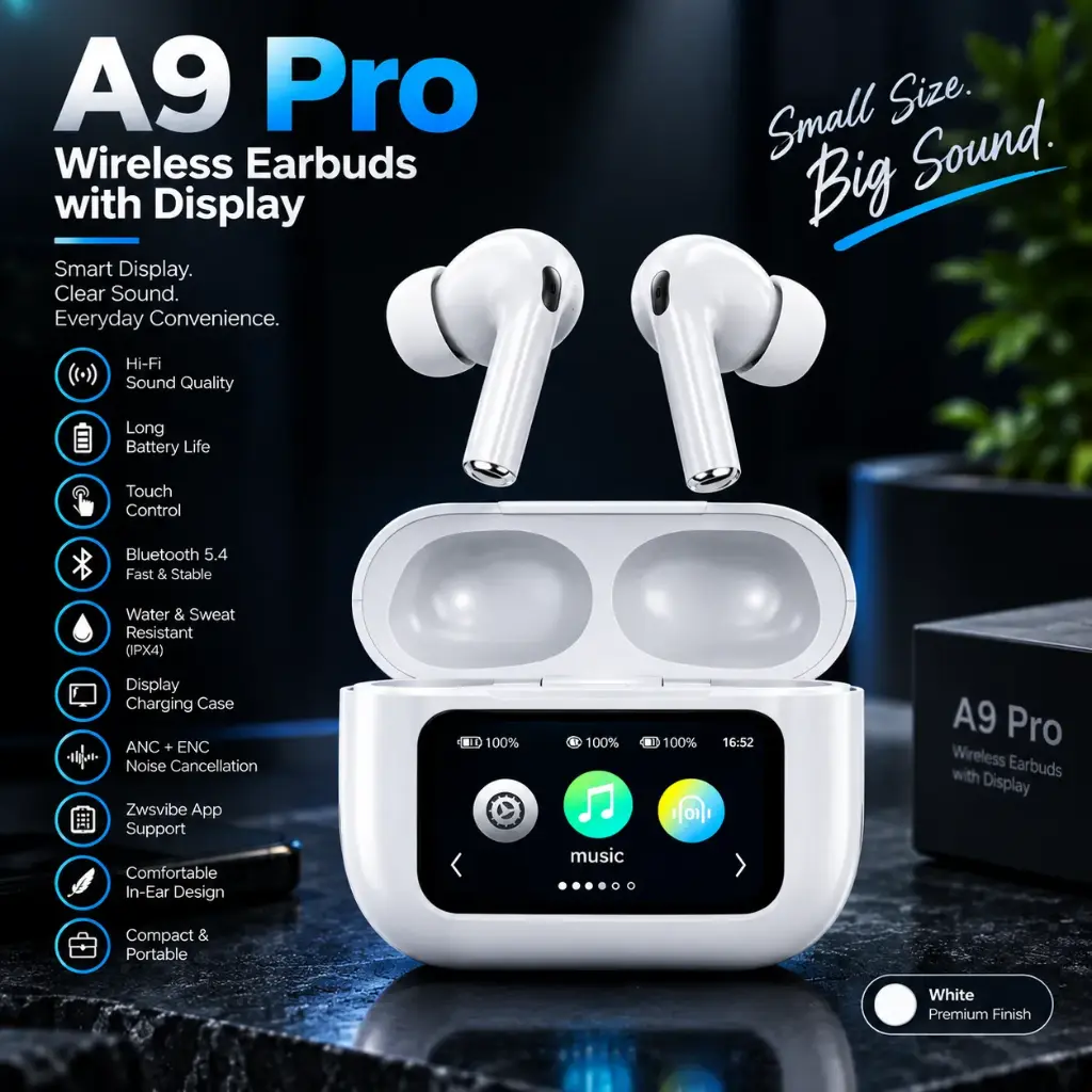 A9 Pro Wireless Earbuds with Display